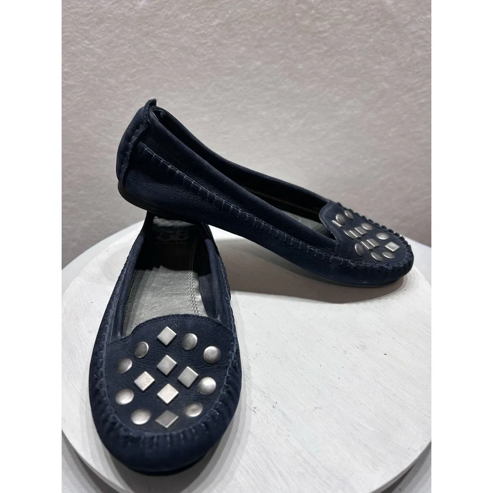 Gianni Bini Women's Size 7M Navy Suede Loafers Studded